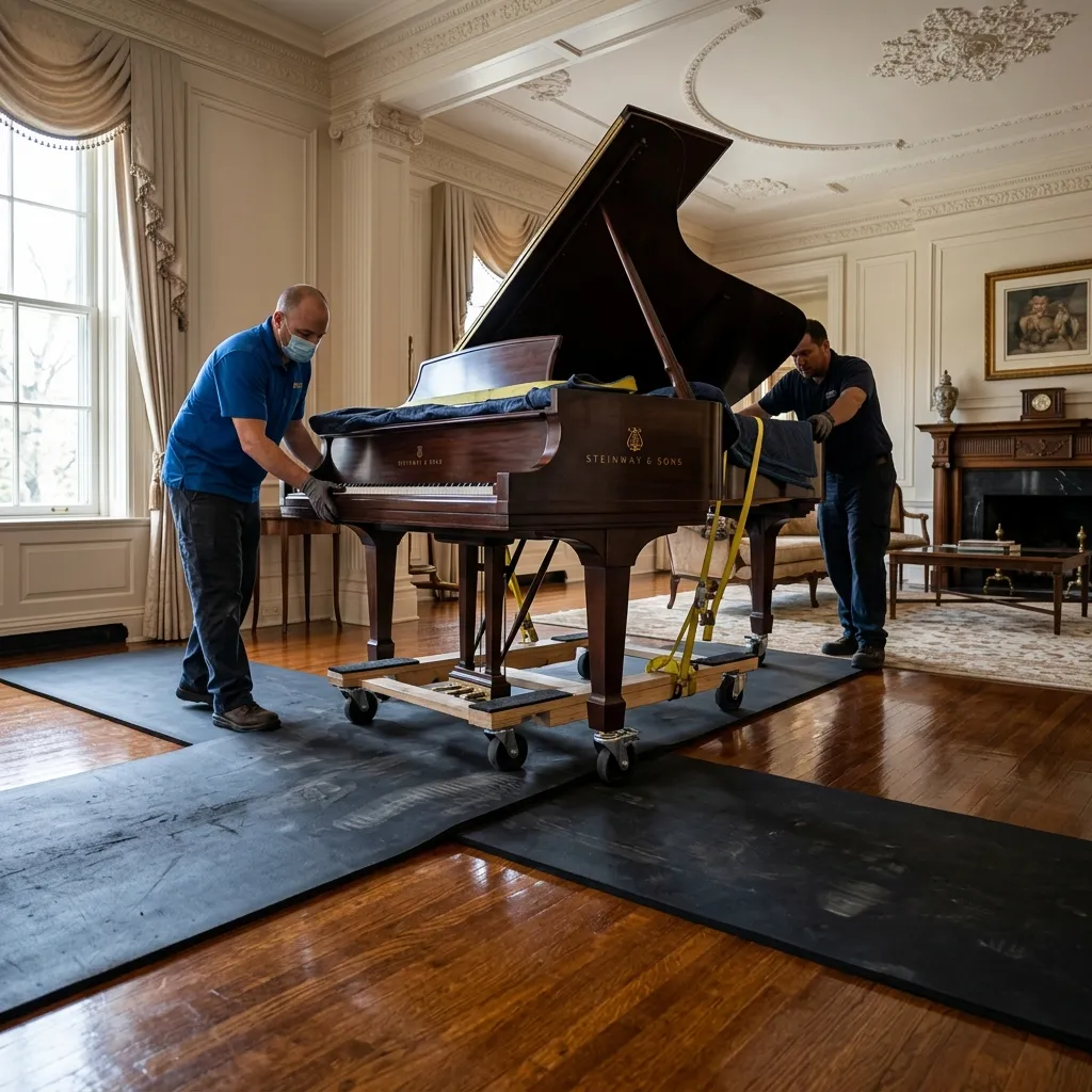Protecting hardwood floors during piano move