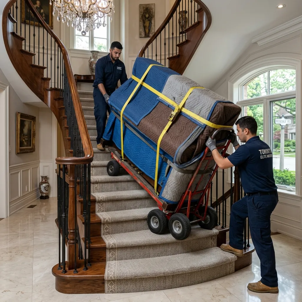 Piano move at home staircase